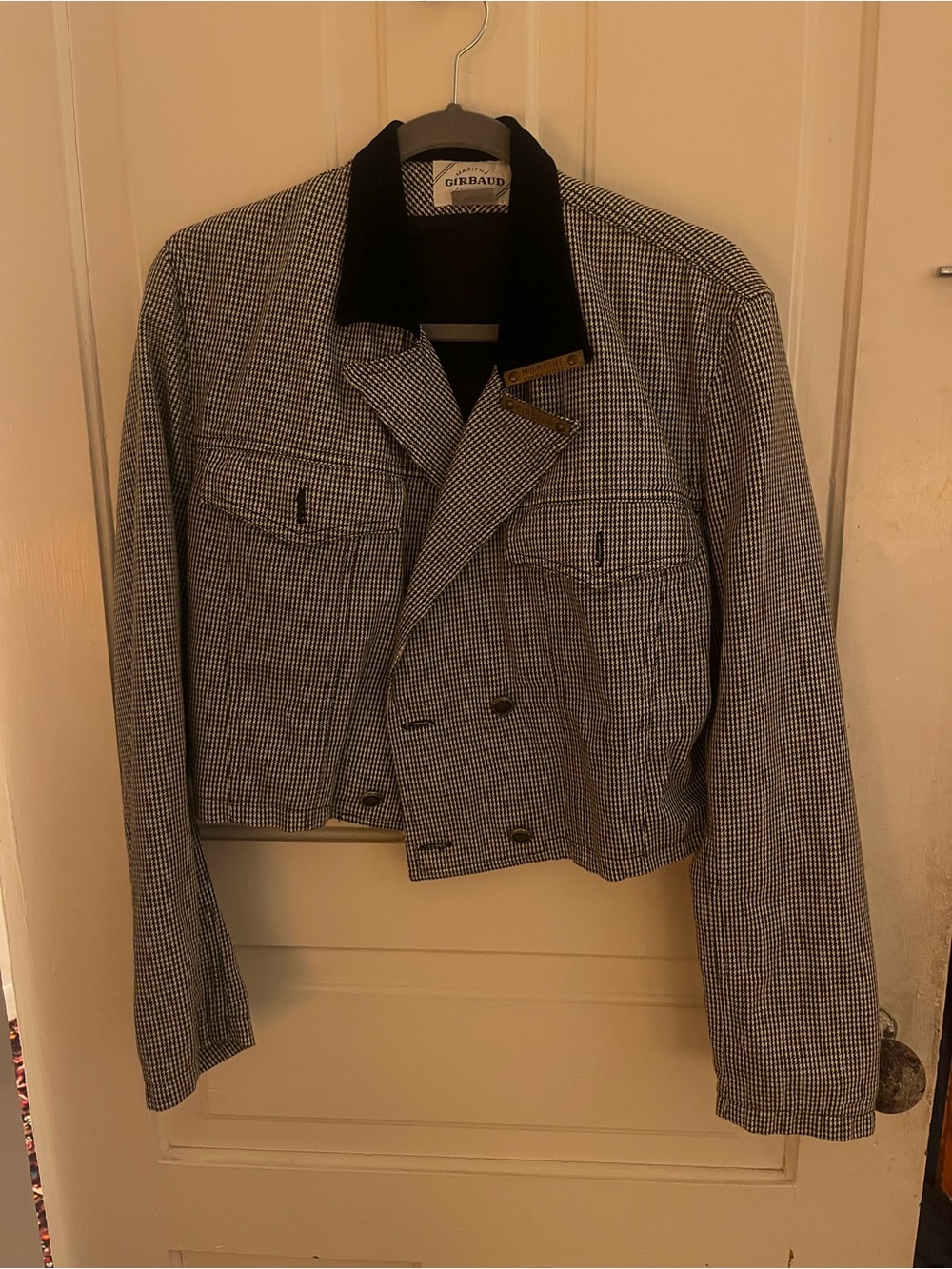 Girbaud Black & White Houndstooth Cropped Jacket